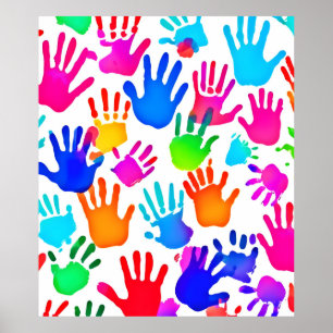 Poster Un monde de mains en couleur