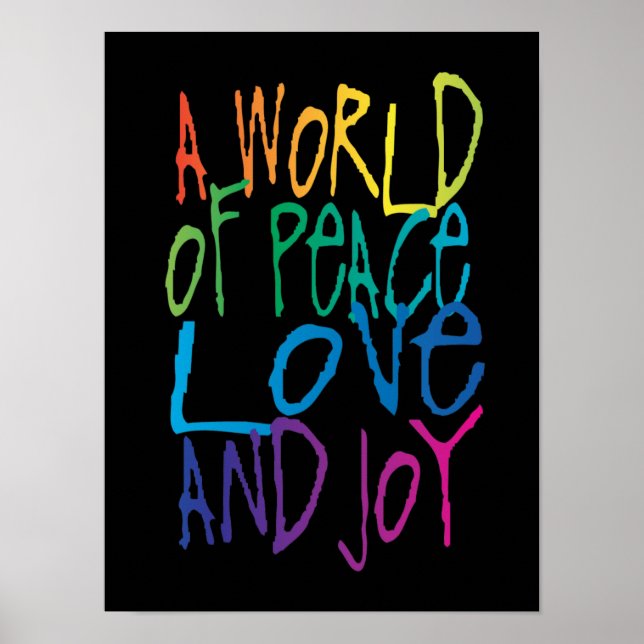 Poster Un monde de paix, d'amour et de joie (Devant)