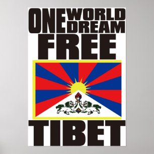 POSTER UN MONDE UN RÊVE TIBET LIBRE