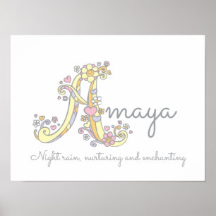 Poster Un monogramme d'art Amaya pour filles signifie aff