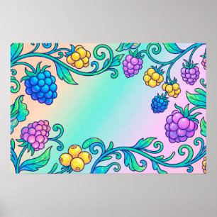 Poster Un motif de baies psychédéliques vibrant 