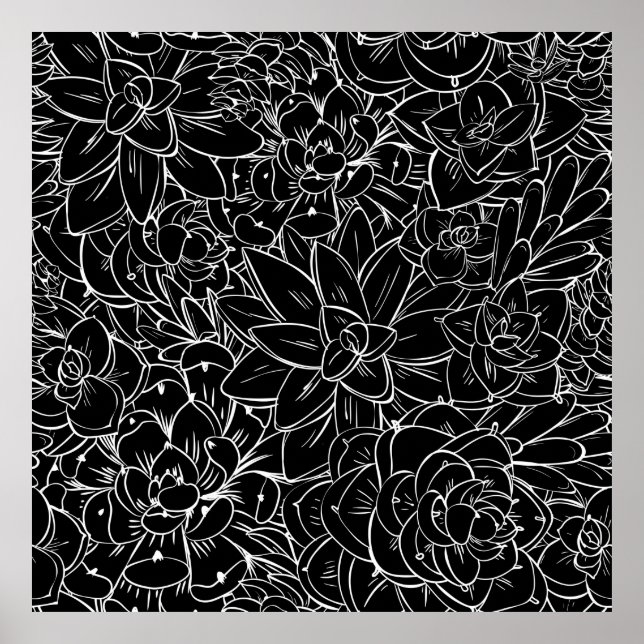 Poster Un motif sans couture succulent. Design vintage fl (Devant)