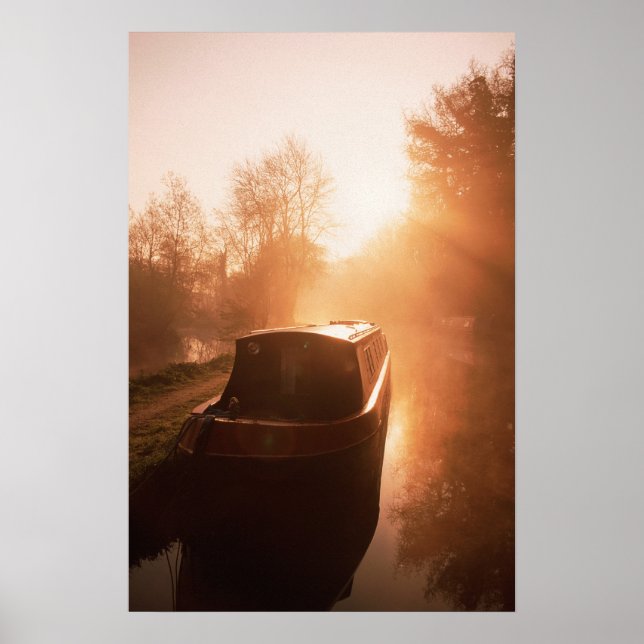 Poster Un Narrowboat sur l'affiche du canal d'Oxford. (Devant)
