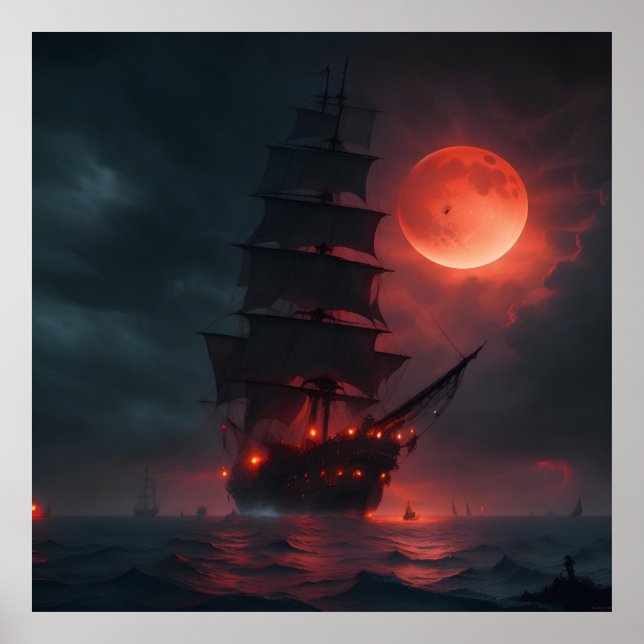 Poster Un Navire Pirate Effrayant Qui Voit De Façon Minab (Devant)