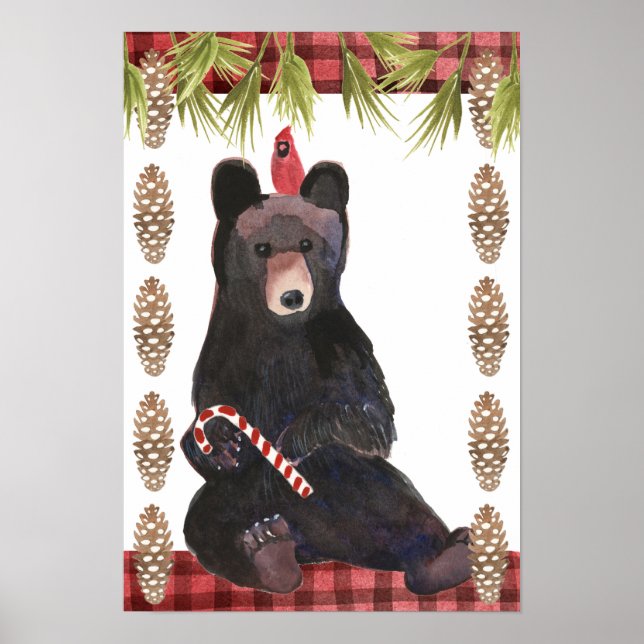 Poster Un Noël très bariolé avec des Pinecones (Devant)