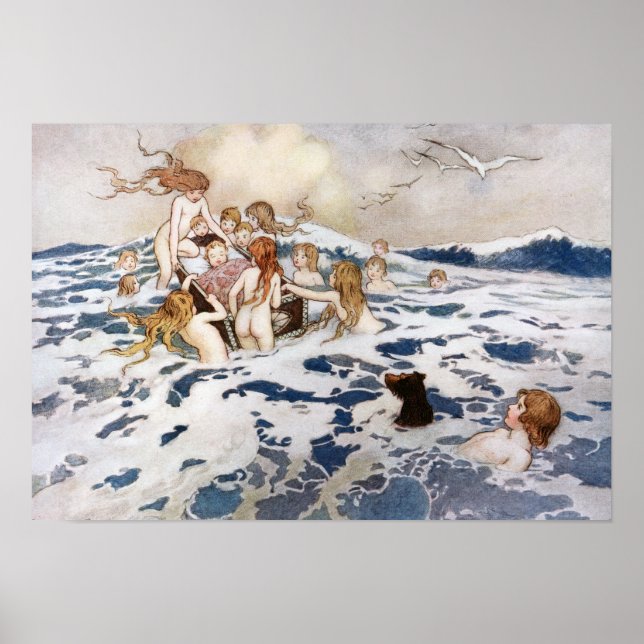 Poster Un nouveau bébé aquatique par Warwick Goble (Devant)