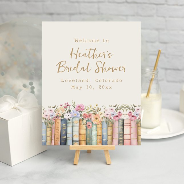 Poster Un nouveau chapitre Books Welcome (A New Chapter Wildflower Books Welcome Poster by Painted Paperie
)