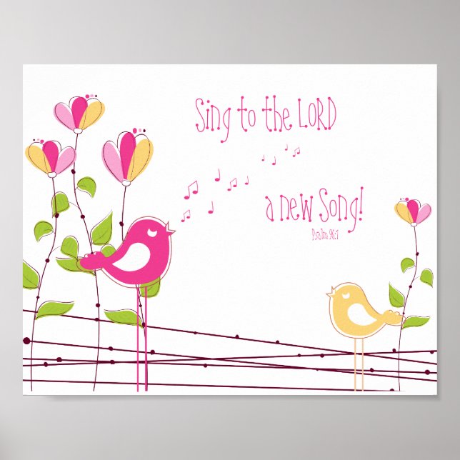 Poster Un nouveau psaume de chanson 96:1 Nursery Wall Art (Devant)