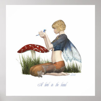 Poster Un oiseau dans la main