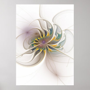 Poster Un ornement fractal coloré. Art floral abstrait