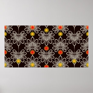 Poster Un ornement graphique motif sans couture. Style fl