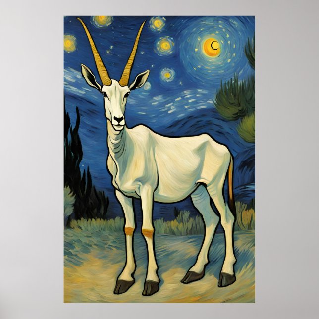Poster un Oryx dans une nuit étoilée (Devant)
