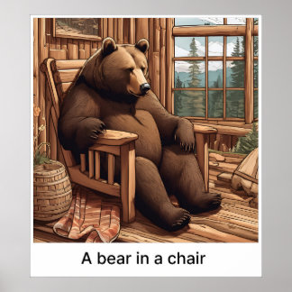 Poster Un Ours Dans Une Chaise - Imprimer