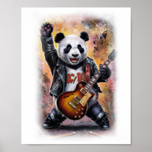 Poster Un Panda Rocker sur scène sur un blanc