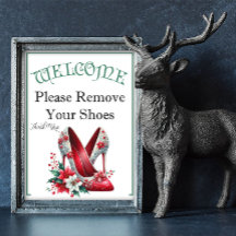 Un panneau de Noël pour enlever les chaussures