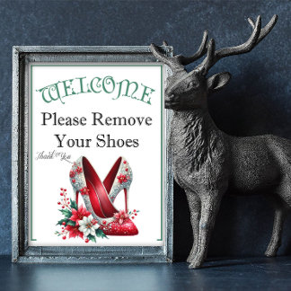 Poster Un panneau de Noël pour enlever les chaussures