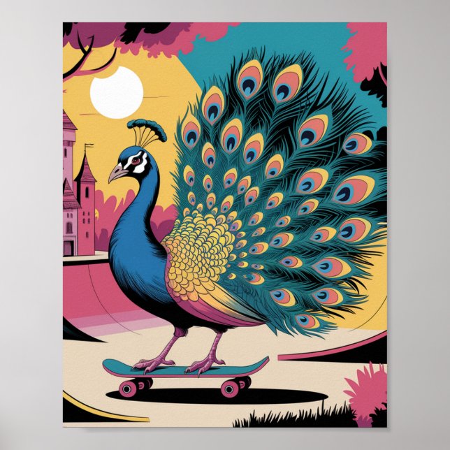 Poster Un paon de skateboard (Devant)