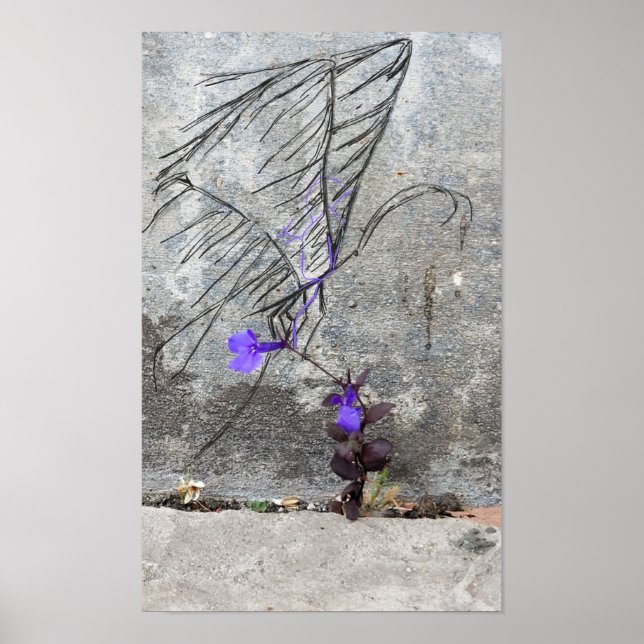 Poster Un papillon a atterri sur la violette (Devant)