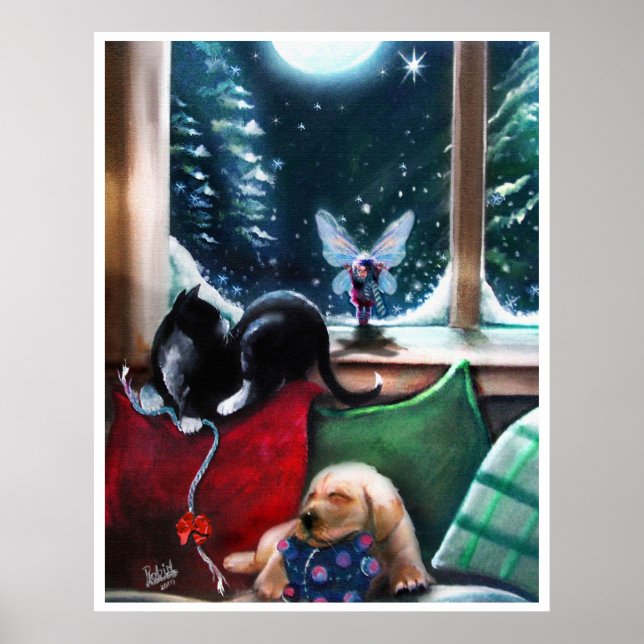 Poster Un pays boisé d'hiver, fée (Devant)