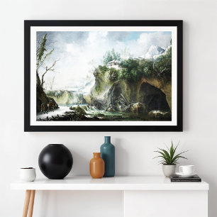 Poster Un paysage fluvial en hiver, Francesco Foschi