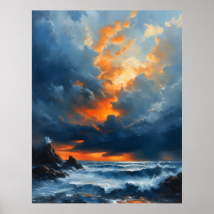 Poster Un Paysage Marin Dramatique À Sunset Peinture Art