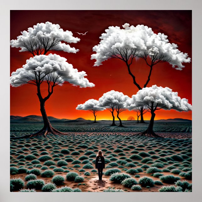 Poster Un paysage rêvé de nuages et de solitude (Devant)