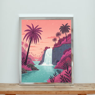 Poster Un paysage serein avec des palmiers luxuriants 