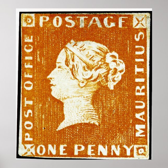 Poster Un Penny Empire britannique Maurice Postage Timbre (Devant)