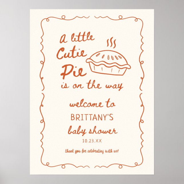 Poster Un Petit Baby shower À Tarte Cutie Bienvenue (Devant)