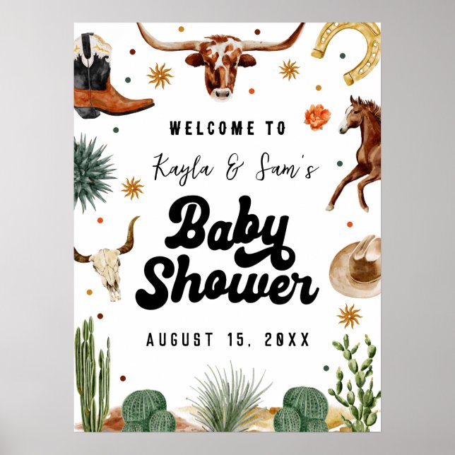 Poster Un Petit Baby shower Cowboy (Devant)