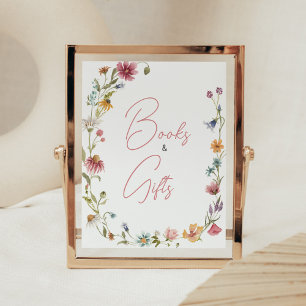 Poster Un petit Baby shower Fleur sauvage Livres et Cadea