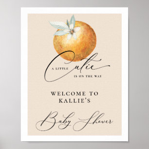 Poster Un Petit Baby shower Orange Citrus Cutie