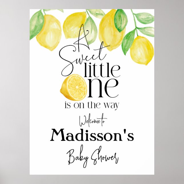 Poster Un petit chic, thème citron, Baby shower (Devant)