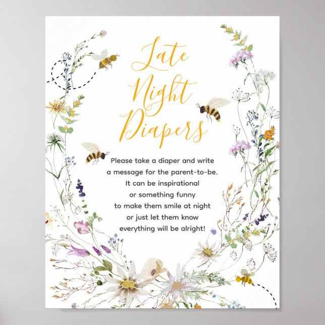 Poster Un Petit Miel Abeille Fleur sauvage Late Night Dia (Devant)