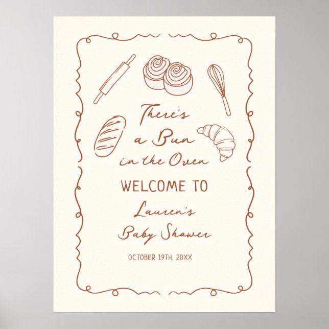 Poster Un petit pain dans le Baby shower de boulangerie a (Devant)