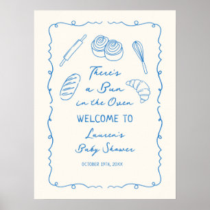 Poster Un petit pain dans le four Baby shower de boulange