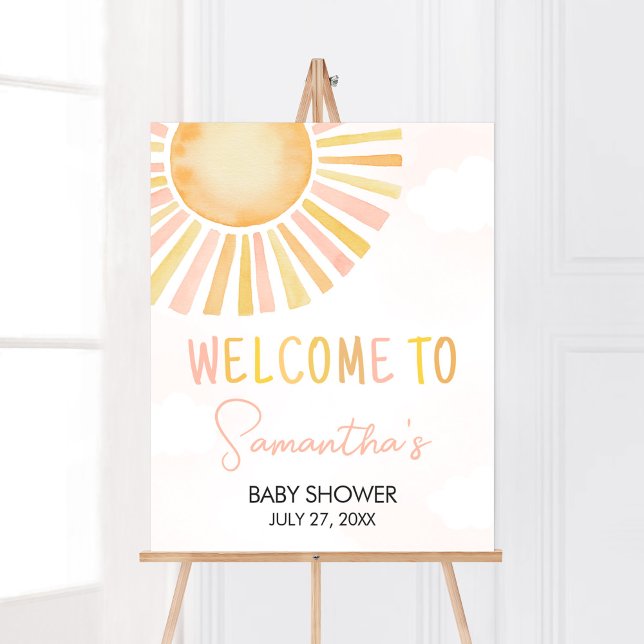 Poster Un petit rayon de soleil Baby shower accueil (You Are My Sunshine Baby Shower Welcome Sign)