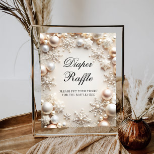 Poster Un Petit Snowflake Boho Baby shower Diaper Raffin
