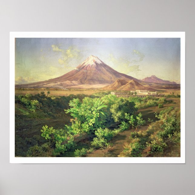 Poster Un petit volcan dans la campagne mexicaine, 1887 ( (Devant)