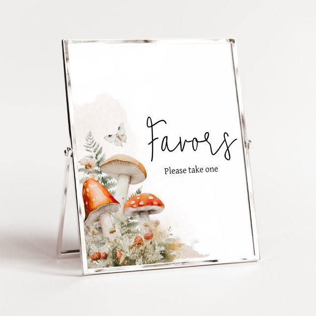Poster Un Peu De Champignons Enchantés Champignons Favori (Little Mushroom Baby Shower Favors Sign)