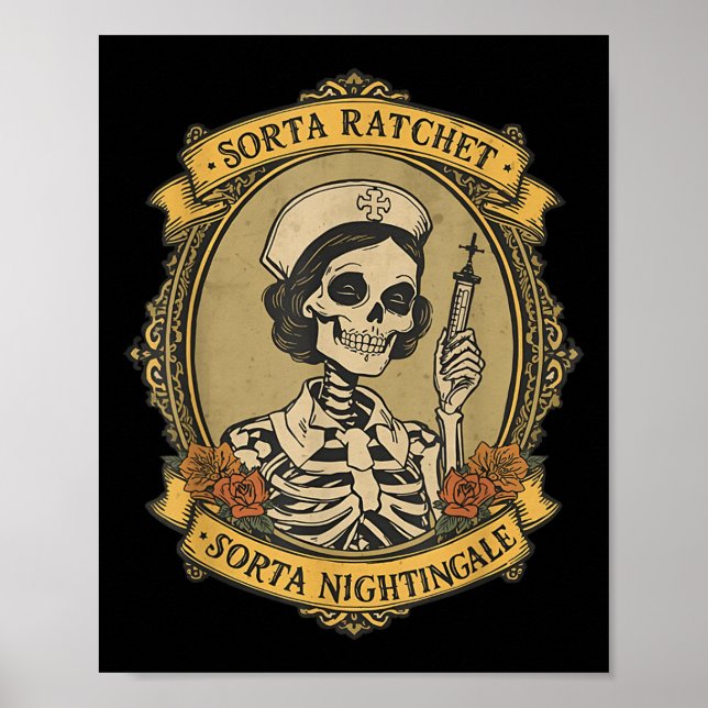 Poster Un peu hargneux un peu rossignol squelette infirmi (Devant)