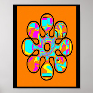 Poster Un Peu Hippie. Motif de fleurs. Couleur brillante