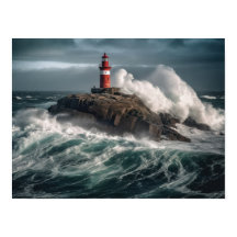 Un phare entouré de vagues