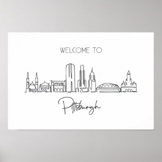 Poster Un Plan En Ligne Continu De Pittsburgh Skyline