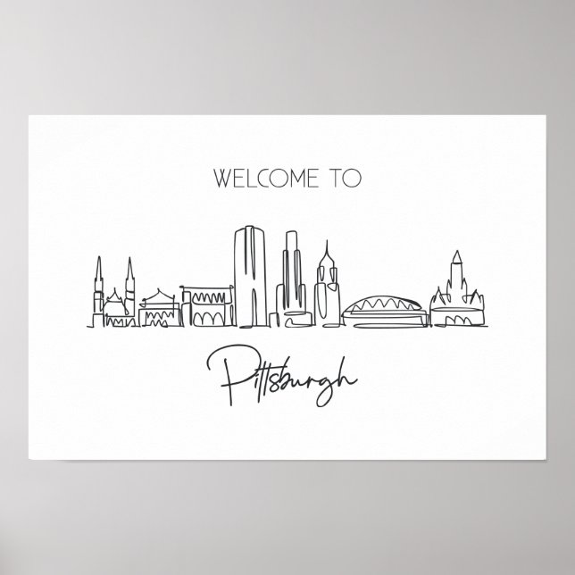 Poster Un Plan En Ligne Continu De Pittsburgh Skyline (Devant)