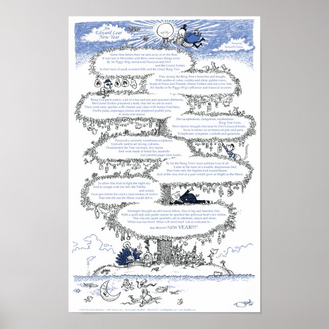 Poster Un poème illustré du Nouvel An Edward Lear (Devant)