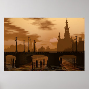 Poster Un pont à Amsterdam