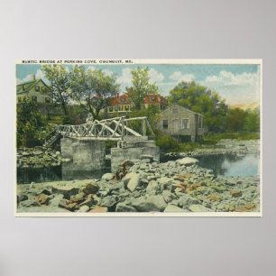 Poster Un pont rustique à la scène de crique de Perkins