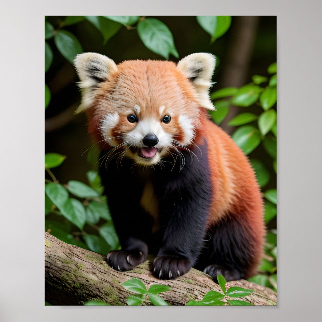Poster Un portrait d'un mignon panda rouge (Devant)