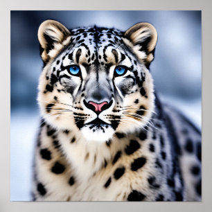 Poster Un portrait en gros plan d'un léopard des neiges